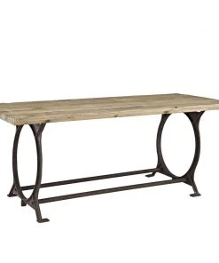 Modway Effuse Rectangle Wood Top Dining Table Brown