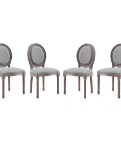 Modway Emanate Dining Side Chair Upholstered Fabric Set Of 4 Light Gray Dining Chairs