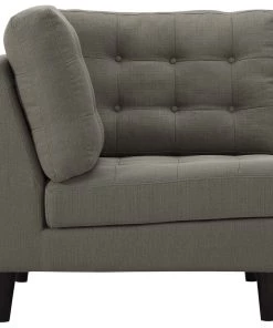 Modway Empress Upholstered Fabric Corner Sofa Granite
