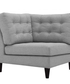 Modway Empress Upholstered Fabric Corner Sofa Light Gray Sectionals