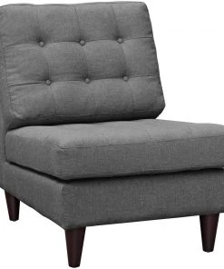 Modway Empress Upholstered Fabric Lounge Chair Gray Chaise Lounge Chairs