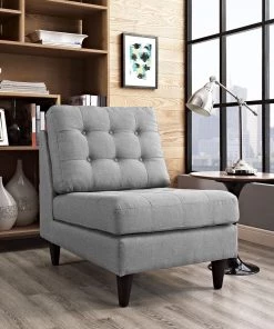 Modway Empress Upholstered Fabric Lounge Chair Light Gray