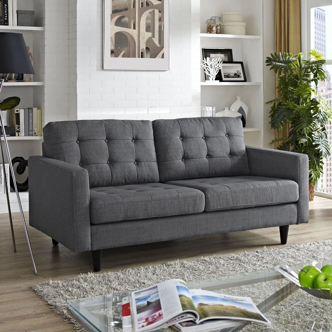 Modway Loveseats Empress Upholstered Fabric Loveseat Gray 4 Modway Loveseats Empress Upholstered Fabric Loveseat Gray