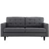 Modway Loveseats Empress Upholstered Fabric Loveseat Gray