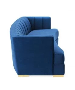 Modway Encompass Channel Tufted Performance Velvet Curved Sofa Navy