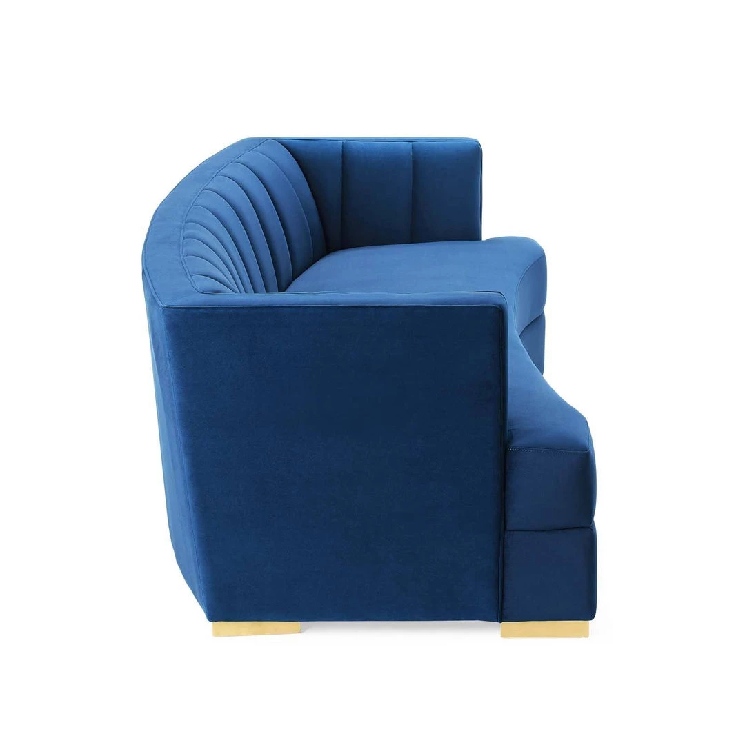 Modway Encompass Channel Tufted Performance Velvet Curved Sofa Navy 2 Modway Encompass Channel Tufted Performance Velvet Curved Sofa Navy