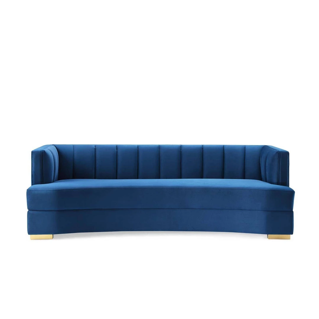 Modway Encompass Channel Tufted Performance Velvet Curved Sofa Navy 4 Modway Encompass Channel Tufted Performance Velvet Curved Sofa Navy
