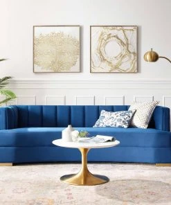 Modway Encompass Channel Tufted Performance Velvet Curved Sofa Navy 16 Modway Encompass Channel Tufted Performance Velvet Curved Sofa Navy