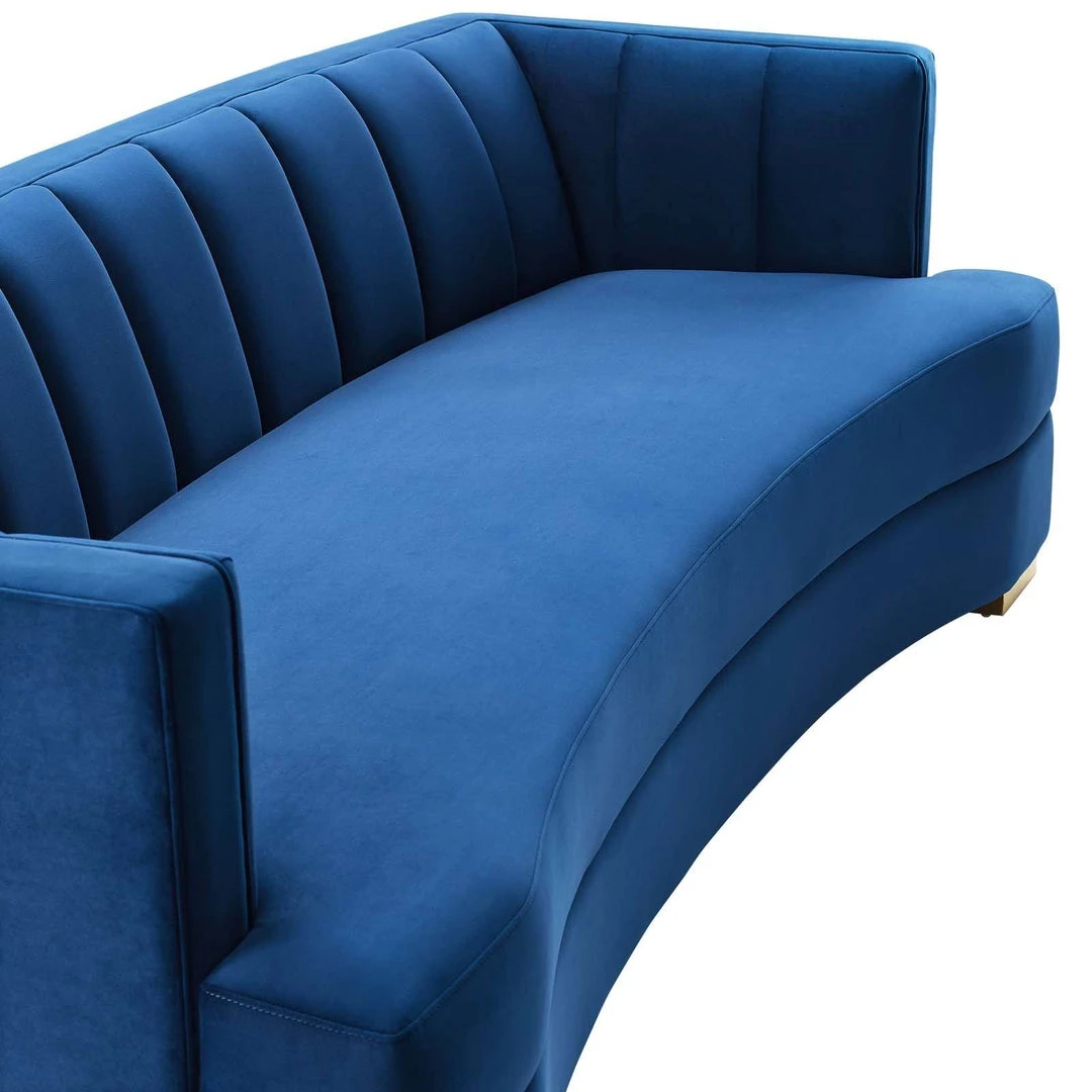 Modway Encompass Channel Tufted Performance Velvet Curved Sofa Navy 5 Modway Encompass Channel Tufted Performance Velvet Curved Sofa Navy
