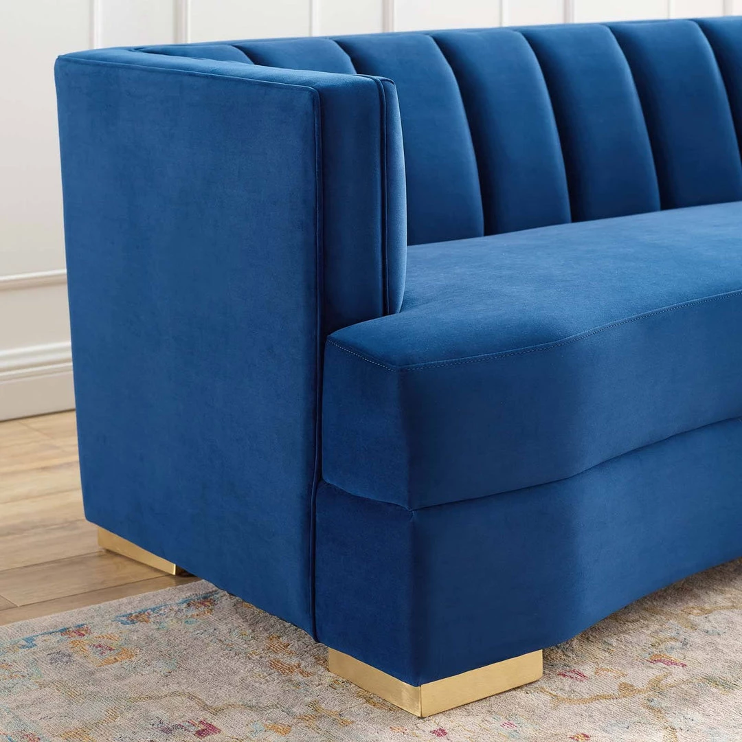 Modway Encompass Channel Tufted Performance Velvet Curved Sofa Navy 6 Modway Encompass Channel Tufted Performance Velvet Curved Sofa Navy