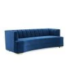 Modway Encompass Channel Tufted Performance Velvet Curved Sofa Navy