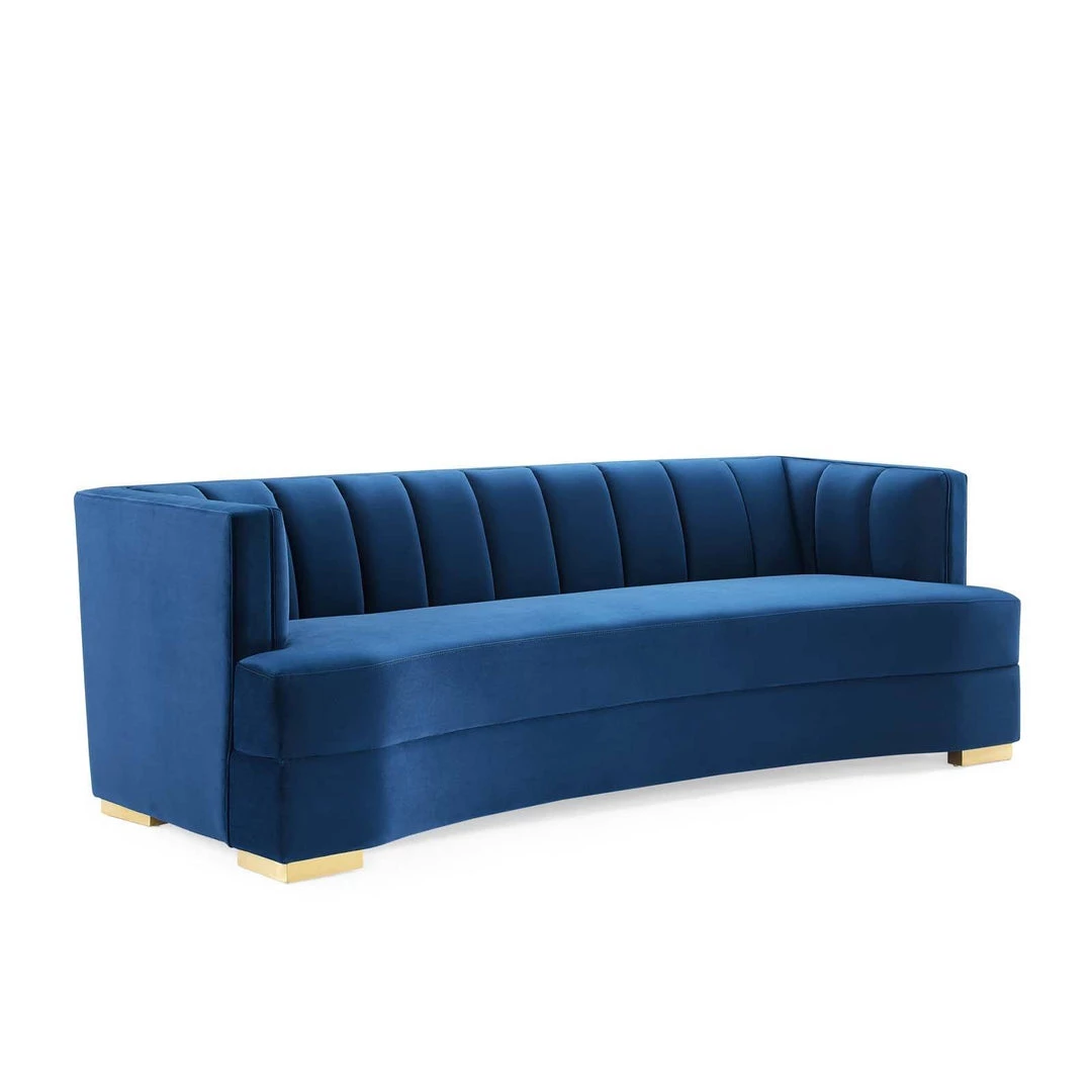 Modway Encompass Channel Tufted Performance Velvet Curved Sofa Navy 1 Modway Encompass Channel Tufted Performance Velvet Curved Sofa Navy