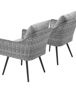 Modway Armchair Sets Endeavor Armchair Outdoor Patio Wicker Rattan Set Of 2 Gray Gray