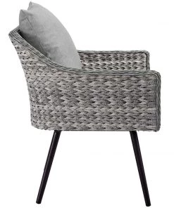 Modway Armchair Sets Endeavor Armchair Outdoor Patio Wicker Rattan Set Of 2 Gray Gray