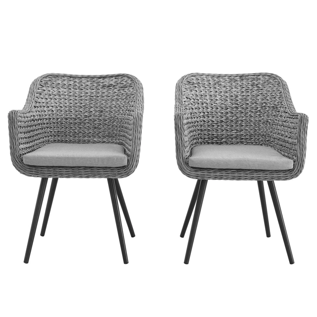 Modway Endeavor Dining Armchair Outdoor Patio Wicker Rattan Set Of 2 Gray Gray Armchair Sets 3 Modway Endeavor Dining Armchair Outdoor Patio Wicker Rattan Set Of 2 Gray Gray Armchair Sets