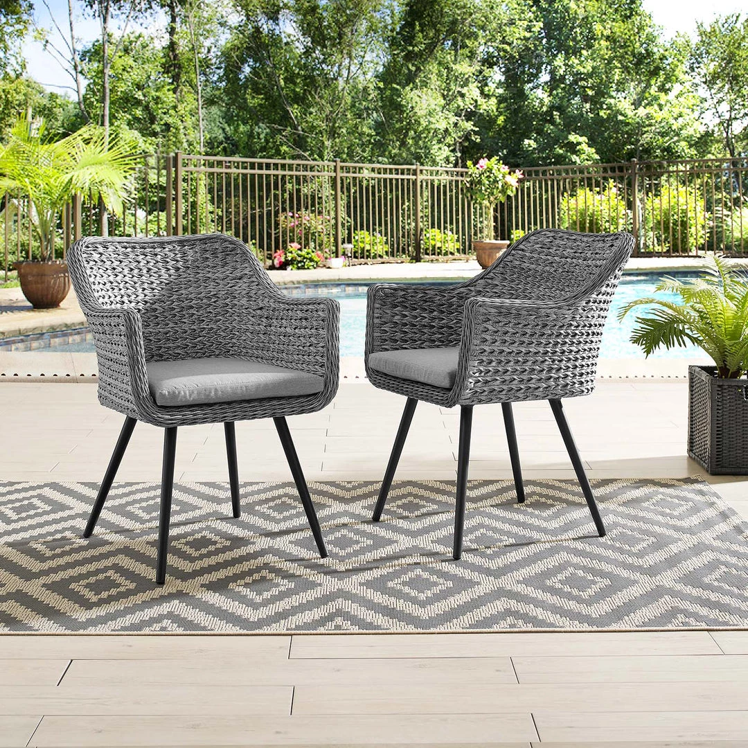 Modway Endeavor Dining Armchair Outdoor Patio Wicker Rattan Set Of 2 Gray Gray Armchair Sets 6 Modway Endeavor Dining Armchair Outdoor Patio Wicker Rattan Set Of 2 Gray Gray Armchair Sets