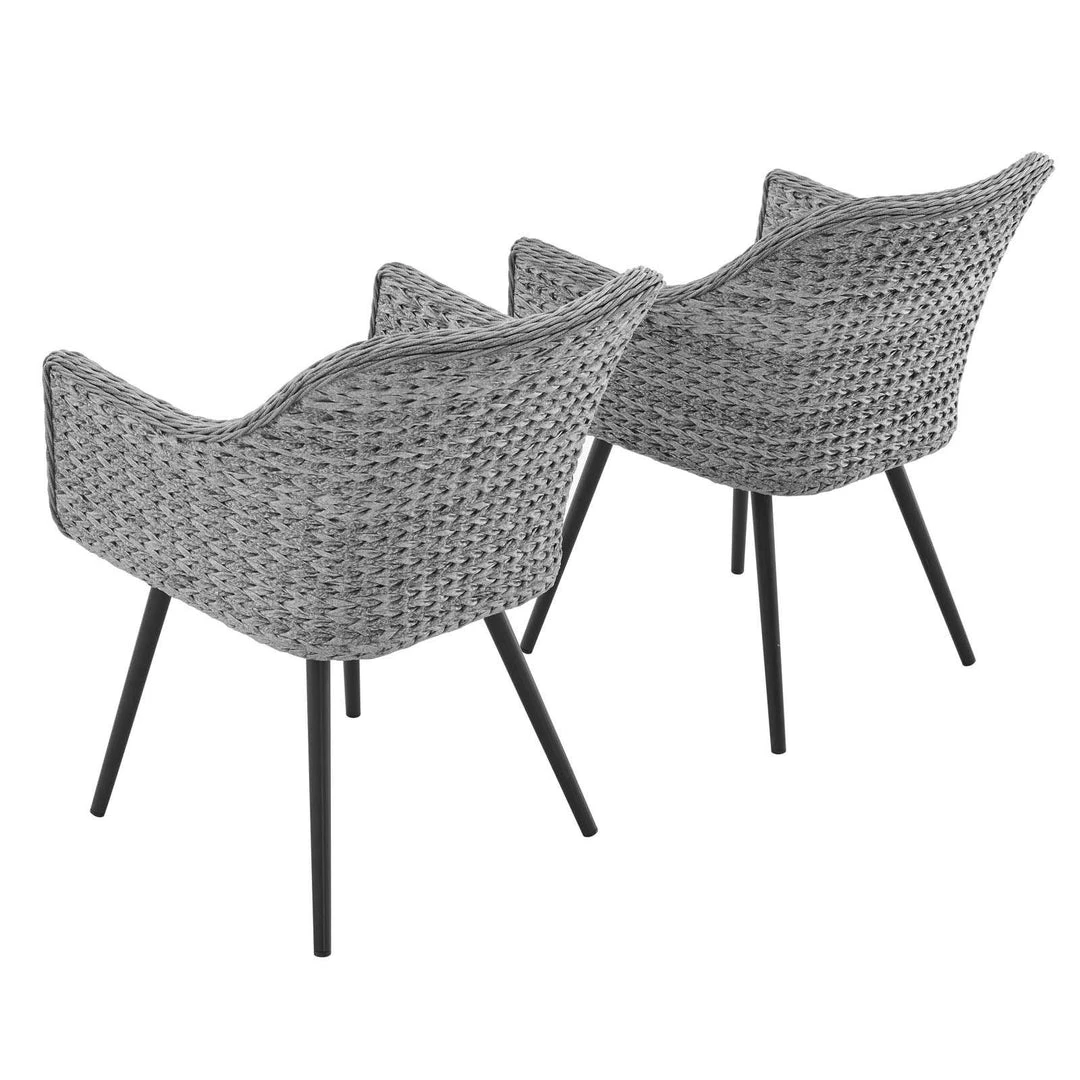 Modway Endeavor Dining Armchair Outdoor Patio Wicker Rattan Set Of 2 Gray Gray Armchair Sets 2 Modway Endeavor Dining Armchair Outdoor Patio Wicker Rattan Set Of 2 Gray Gray Armchair Sets