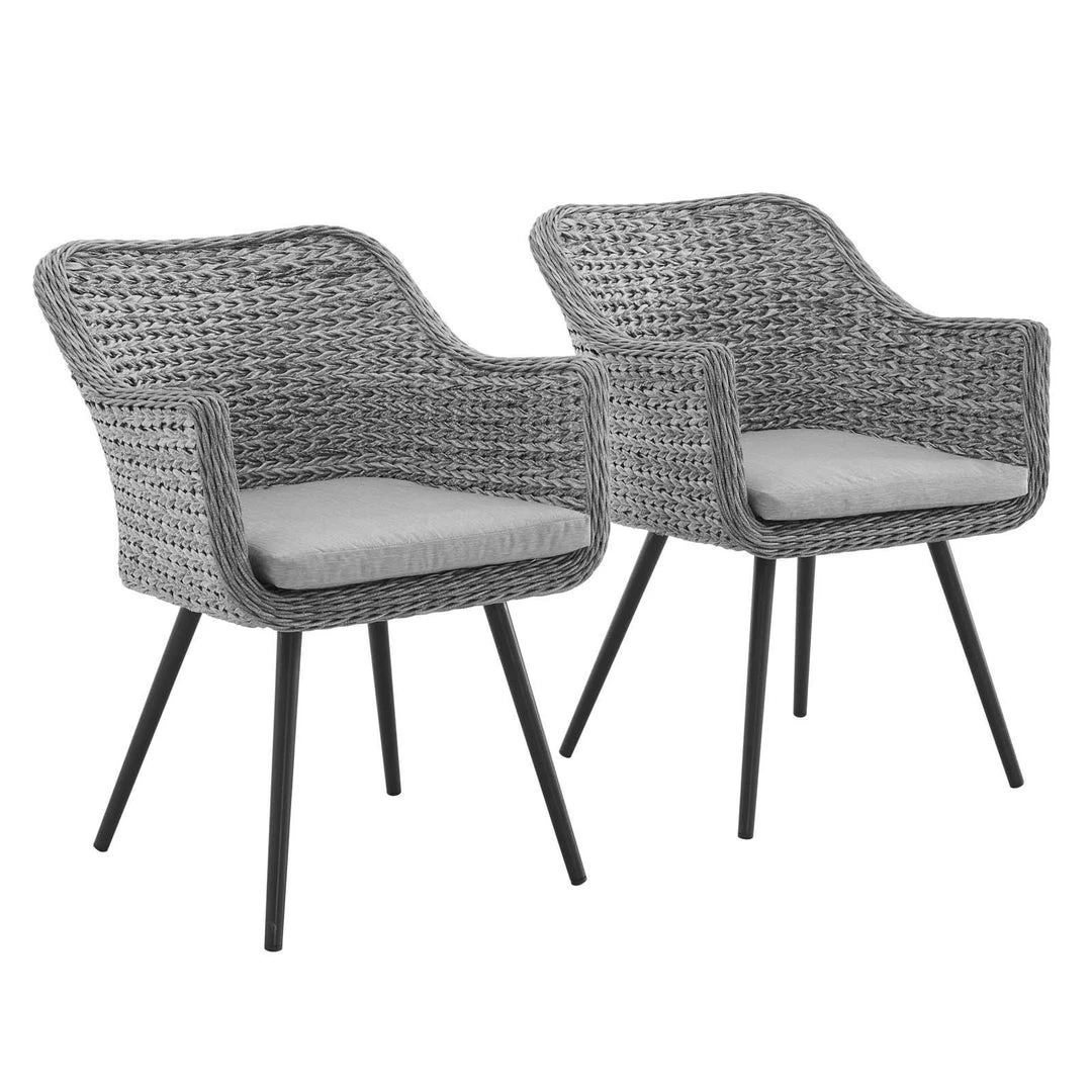 Modway Endeavor Dining Armchair Outdoor Patio Wicker Rattan Set Of 2 Gray Gray Armchair Sets 1 Modway Endeavor Dining Armchair Outdoor Patio Wicker Rattan Set Of 2 Gray Gray Armchair Sets