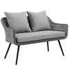Modway Endeavor Outdoor Patio Wicker Rattan Loveseat Gray Gray Outdoor Loveseats