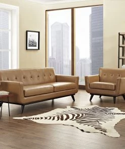 Modway Engage 2 Piece Leather Living Room Set Tan Living Room Sets