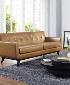 Modway Engage Bonded Leather Sofa Tan