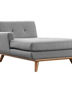 Modway Engage Left-Facing Upholstered Fabric Chaise Expectation Gray Chaise Lounge Chairs