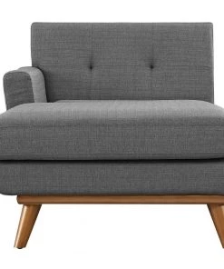 Modway Chaise Lounge Chairs Engage Left-Facing Upholstered Fabric Chaise Gray