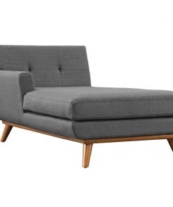 Modway Chaise Lounge Chairs Engage Left-Facing Upholstered Fabric Chaise Gray
