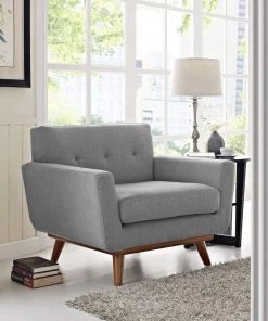 Modway Engage Upholstered Fabric Armchair Expectation Gray Armchairs