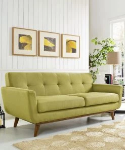 Modway Loveseats Engage Upholstered Fabric Loveseat Wheatgrass