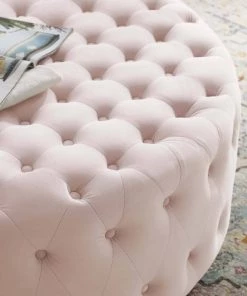 Modway Ensconce Tufted Performance Velvet Round Ottoman Pink