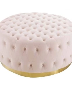 Modway Ensconce Tufted Performance Velvet Round Ottoman Pink