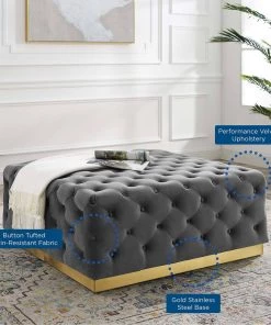 Modway Ottomans Ensconce Tufted Performance Velvet Square Ottoman Gray 13 Modway Ottomans Ensconce Tufted Performance Velvet Square Ottoman Gray