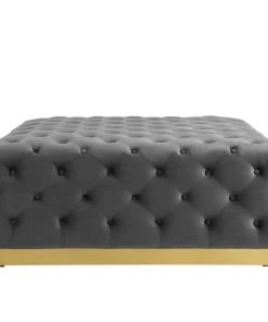 Modway Ottomans Ensconce Tufted Performance Velvet Square Ottoman Gray