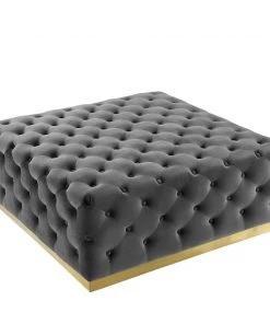 Modway Ottomans Ensconce Tufted Performance Velvet Square Ottoman Gray