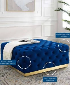 Modway Ensconce Tufted Performance Velvet Square Ottoman Navy