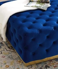 Modway Ensconce Tufted Performance Velvet Square Ottoman Navy