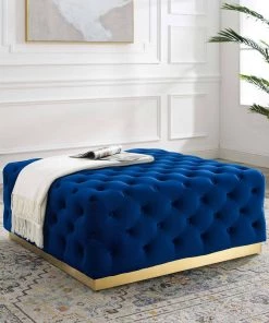 Modway Ensconce Tufted Performance Velvet Square Ottoman Navy