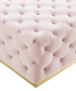 Modway Ottomans Ensconce Tufted Performance Velvet Square Ottoman Pink