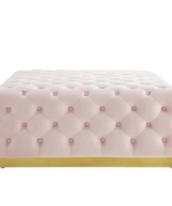 Modway Ottomans Ensconce Tufted Performance Velvet Square Ottoman Pink