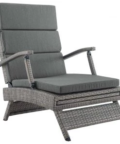 Modway Lounge Chair Outdoor Envisage Chaise Outdoor Patio Wicker Rattan Lounge Chair