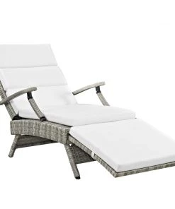 Modway Lounge Chair Outdoor Envisage Chaise Outdoor Patio Wicker Rattan Lounge Chair