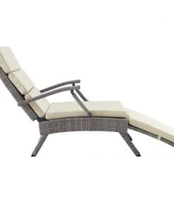 Modway Lounge Chair Outdoor Envisage Chaise Outdoor Patio Wicker Rattan Lounge Chair