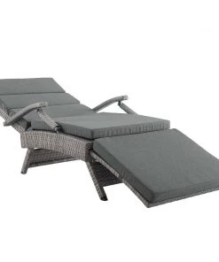 Modway Lounge Chair Outdoor Envisage Chaise Outdoor Patio Wicker Rattan Lounge Chair