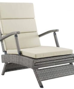 Modway Lounge Chair Outdoor Envisage Chaise Outdoor Patio Wicker Rattan Lounge Chair