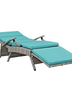 Modway Lounge Chair Outdoor Envisage Chaise Outdoor Patio Wicker Rattan Lounge Chair