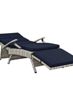Modway Lounge Chair Outdoor Envisage Chaise Outdoor Patio Wicker Rattan Lounge Chair