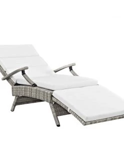 Modway Lounge Chair Outdoor Envisage Chaise Outdoor Patio Wicker Rattan Lounge Chair