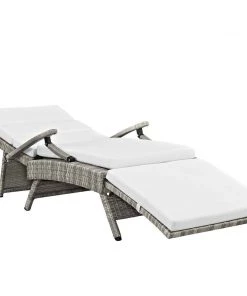 Modway Lounge Chair Outdoor Envisage Chaise Outdoor Patio Wicker Rattan Lounge Chair