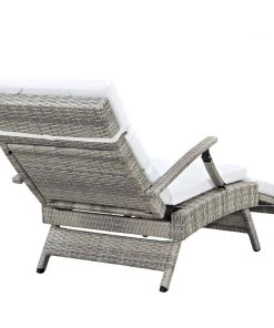 Modway Lounge Chair Outdoor Envisage Chaise Outdoor Patio Wicker Rattan Lounge Chair